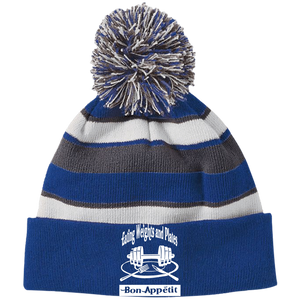 223835 Holloway Striped Beanie with Pom