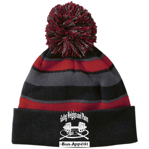 223835 Holloway Striped Beanie with Pom
