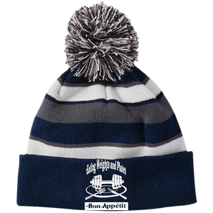 223835 Holloway Striped Beanie with Pom
