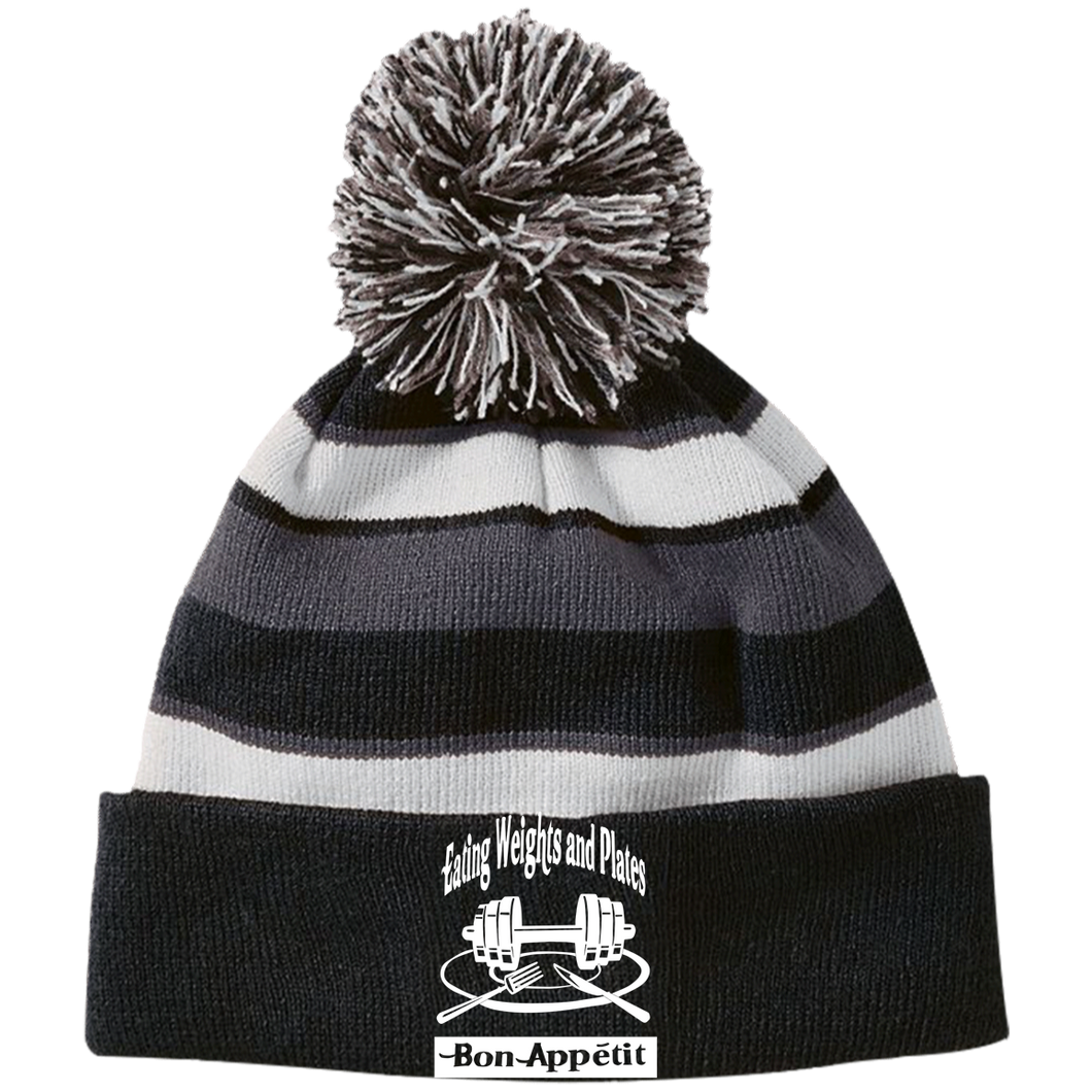 223835 Holloway Striped Beanie with Pom
